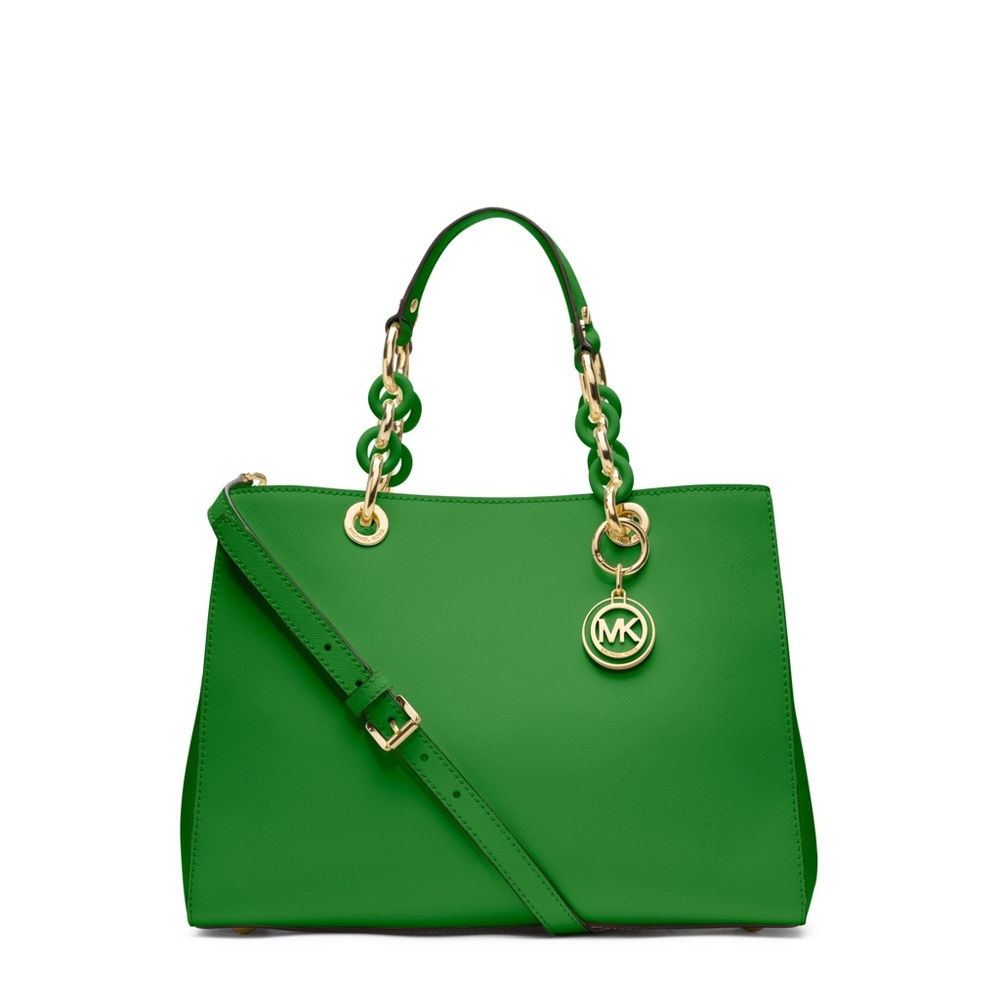 Michael Kors Green Medium Cynthia Saffiano Satchel